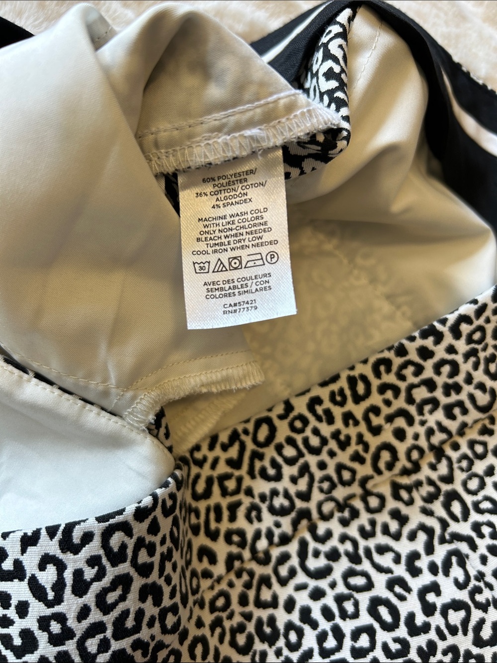 Ann Taylor Black & White Leopard Straight Leg Cuffed Pants - Picture 4 of 8